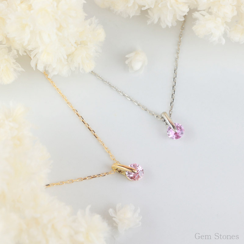  ピンクサファイア プチ ネックレス  プラチナ 18金 一粒 一石 シンプル ペンダント レディース プチネックレス 華奢 デザイン K18 Pt900 誕生石 サファイア ピンク 記念日 彼女 プレゼント ギフト