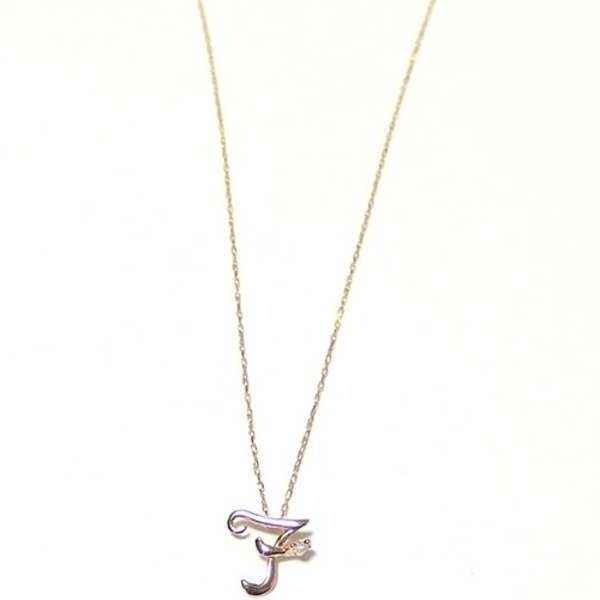 イニシャル ネックレス K18 ゴールド ダイヤモンド 0.01ct 一粒 ダイヤネックレス ペンダント レディース アクセサリー 18金 華奢 シンプル プレゼント ギフト