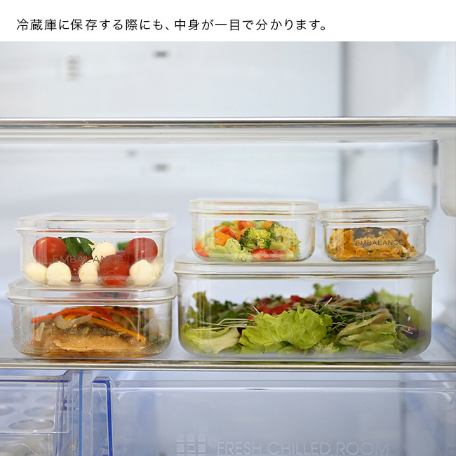 EMBALANCE エンバランス 保存容器 2.2L クリアコンテナ[保存容器 クリア プラスチック 透明 中身が見える 保存ケース 薄型 容器 日本製 おしゃれ 弁当箱 ご飯 保存 保存用 小分け 大きめ 大きい フードコンテナ BPAフリー 割れにくい]