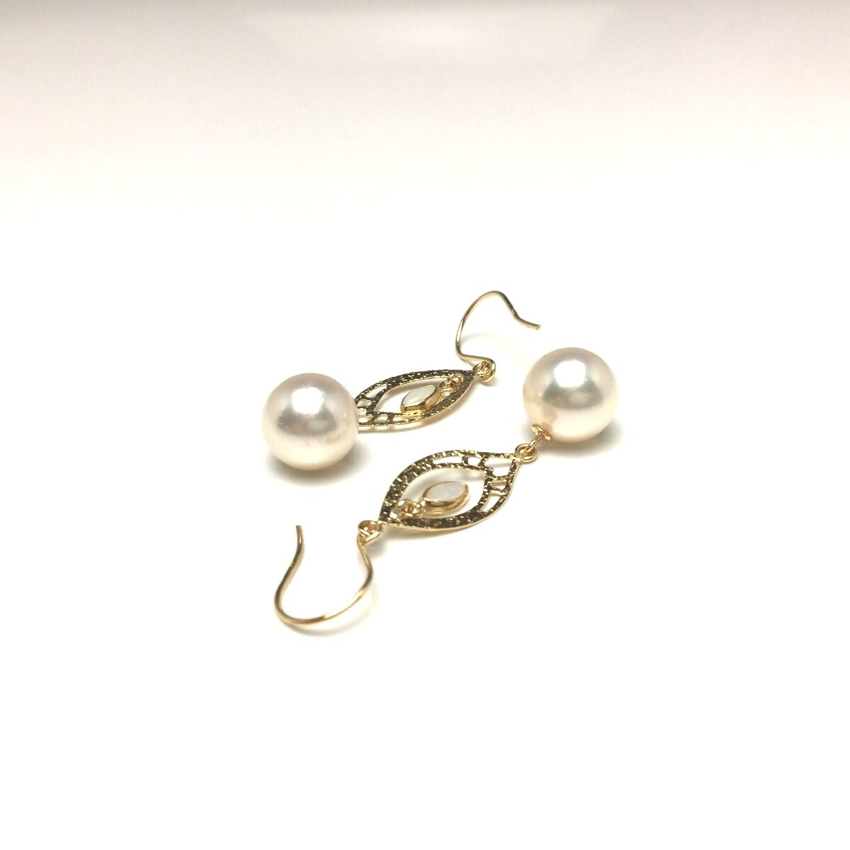 真珠 ピアス パール アコヤ真珠 フック 7.5mm ホワイトピンク K18 