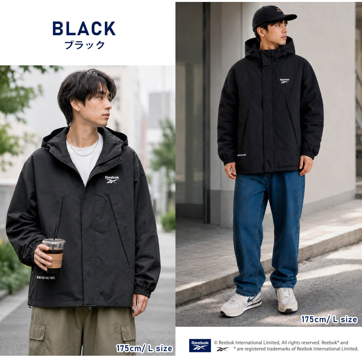 【予約】Reebok リーボック マウンテンパーカー メンズ 長袖 アウター ブルゾン スタンド フルジップ フーディ 中綿 キルト 軽量 防風 あたたかい ロゴ 刺繍  ブランド 大きいサイズ ゆったり ユニセックス 春 秋 冬 M L LL 黒 紺 2026fw karlas
