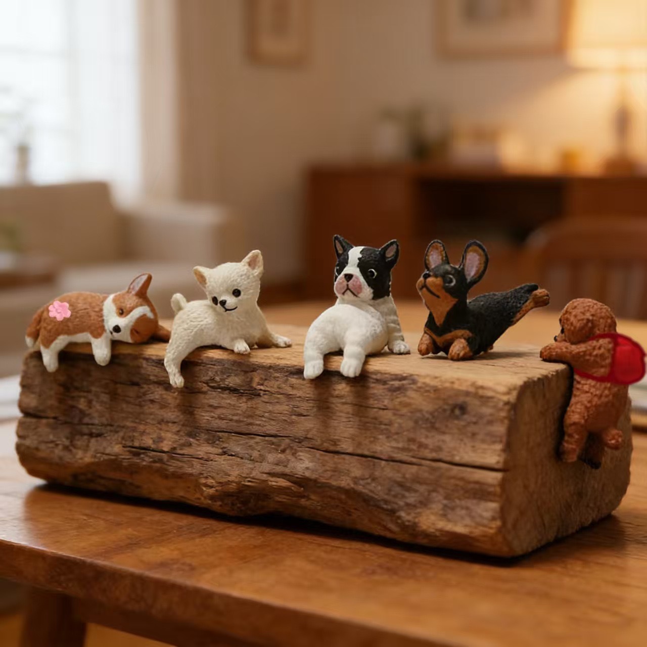 犬 置物 5個セット かわいい ミニチュア ドッグ オブジェ カートゥーン デスク 飾り 車内アクセサリー パソコン モニター 卓上 インテリア 雑貨 オフィス プレゼント
