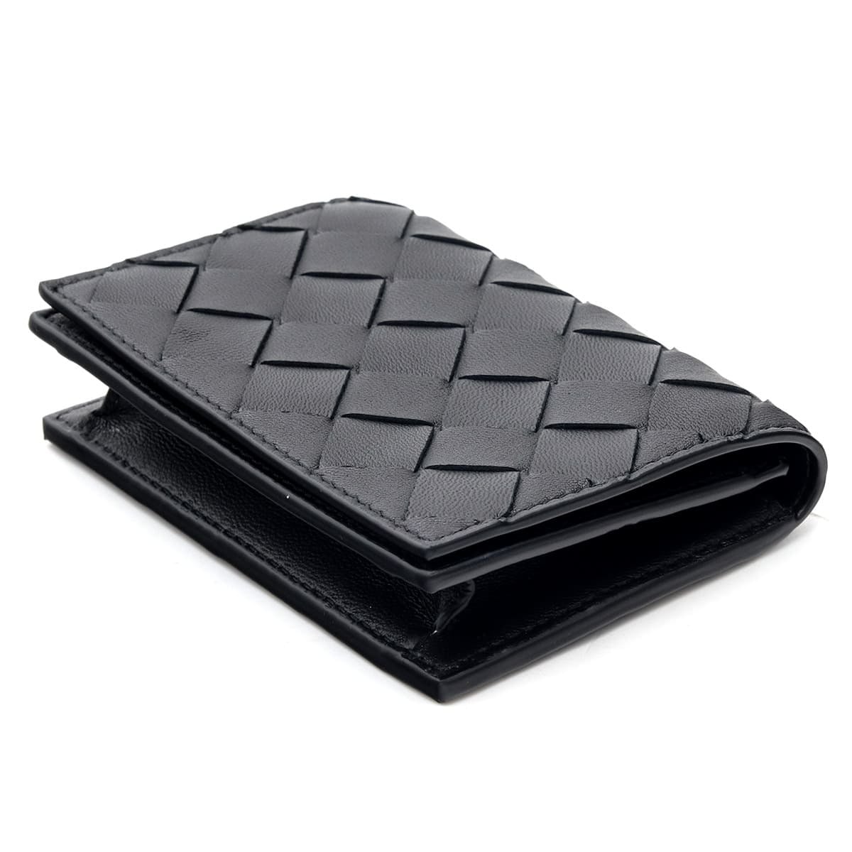 ボッテガヴェネタ BOTTEGA VENETA カードケース 名刺入れ メンズ レディース イントレチャート 本革 レザー ブラック 黒 スナップボタン ビジネスカードケース 667141 V3UH2 8425