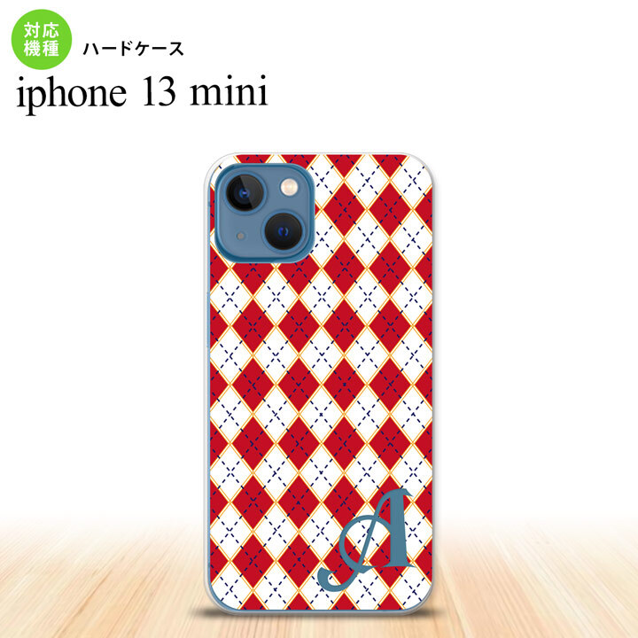 iPhone13mini iPhone13 mini ケース ハードケース アーガイル 赤 青 +アルファベット  nk-i13m-1403i
