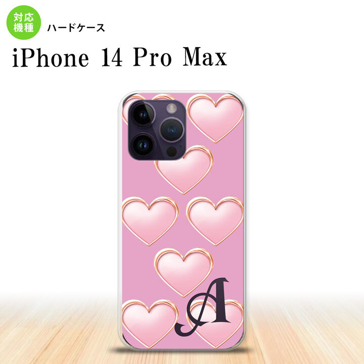 iPhone14 ProMax iPhone14 Pro Max スマホケース 背面ケース ハードケース ハート C ピンク +アルファベット 2022年 9月発売 nk-i14pm-174i