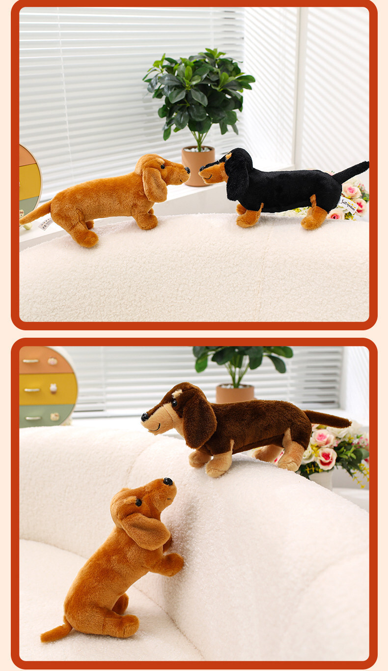 25CM ダックスフント いぬ 犬 ぬいぐるみ リアル 動物 アニマル ふわふわ かわいい 置物 インテリア 子供 おもちゃ ごっこ遊び 誕生日 プレゼント ギフト 癒し