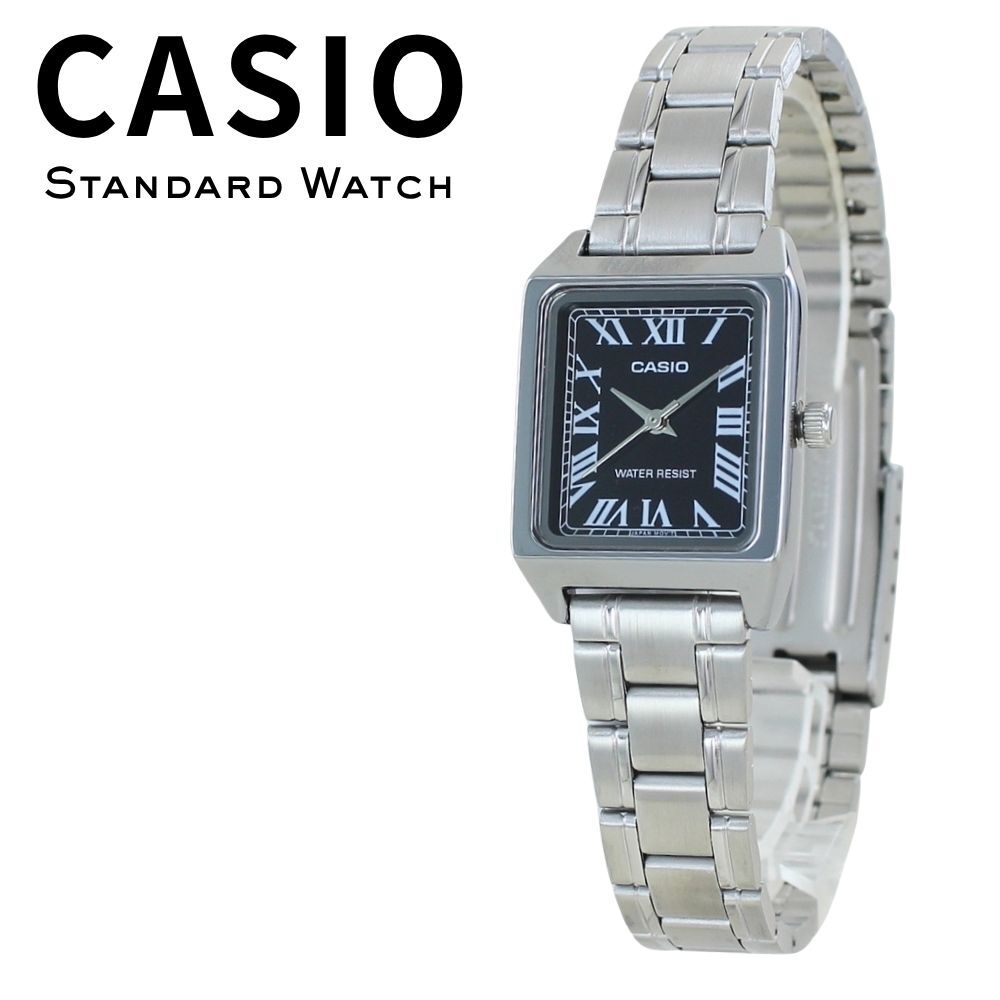 箱なし カシオ 腕時計 レディース CASIO ブラック シルバー ローマ数字 スクエア 長方形 小さめ メタル 海外モデル 逆輸入 シンプル 上品 仕事 通勤 誕生日 プレゼント ギフト 成人 卒業 入学