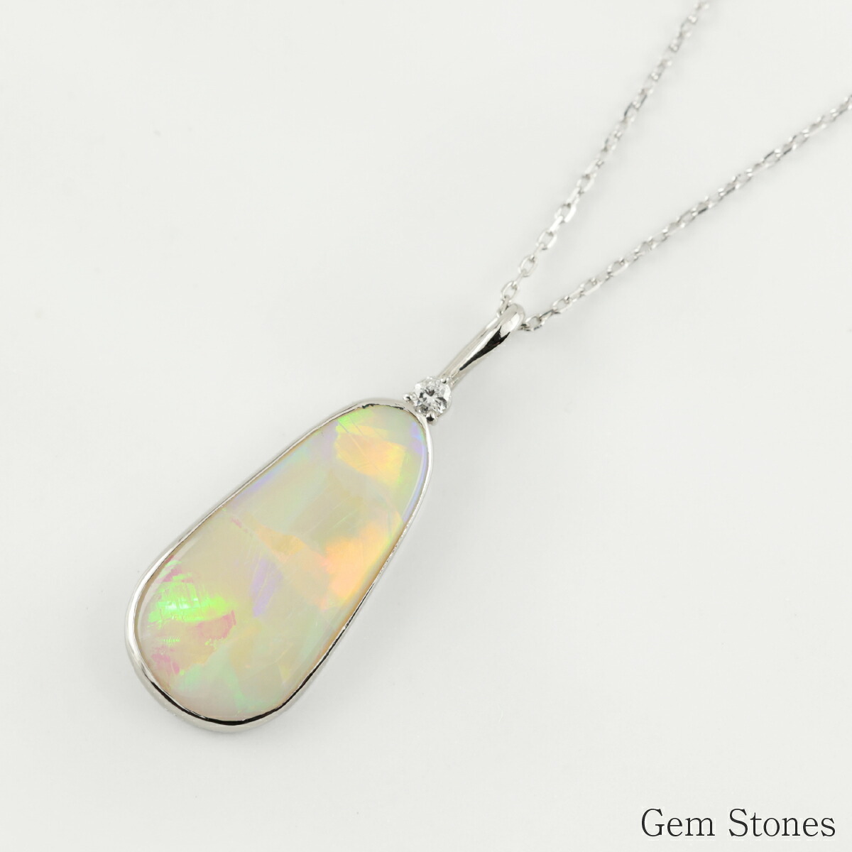 オパール ネックレス 2.344ct ダイヤモンド プラチナ Pt900 ペンダント シンプル エレガント 上品 レディース 宝石 ダイヤ 一粒 一石 ジュエリー 10月 誕生石 プレゼント
