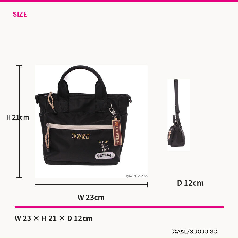 outdoor products ジョジョの奇妙な冒険 イギーモチーフ2WAYショルダー ショルダーバッグ 斜め掛け レディース メンズ ギフト プレゼント ブラック jo02 ODJO02