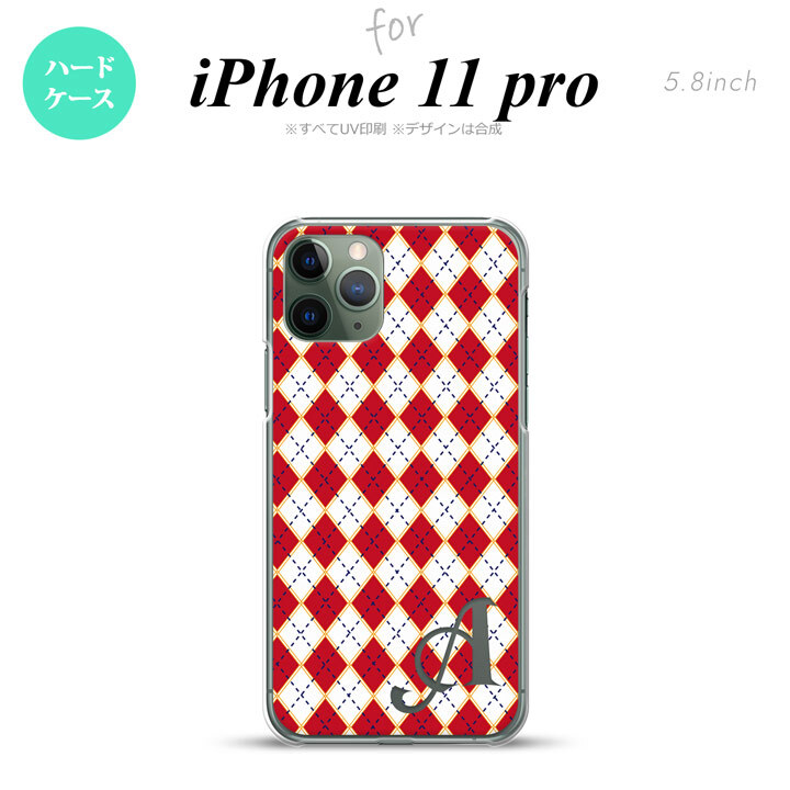 iPhone11Pro iPhone11 Pro スマホケース ハードケース アーガイル 赤 青 +アルファベット メンズ レディース nk-i11p-1403i