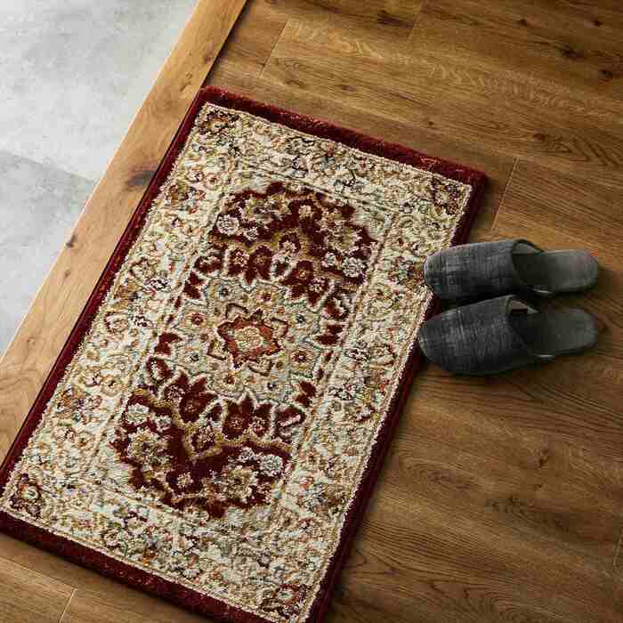 ラグ カーペット 玄関 屋内 屋外 輸 入 ネカル アイボリー 約50×80cm 長方形 民族調 エスニック モダン シンプル オールシーズン 丈夫 50×80cm ルカス レッド 新生活