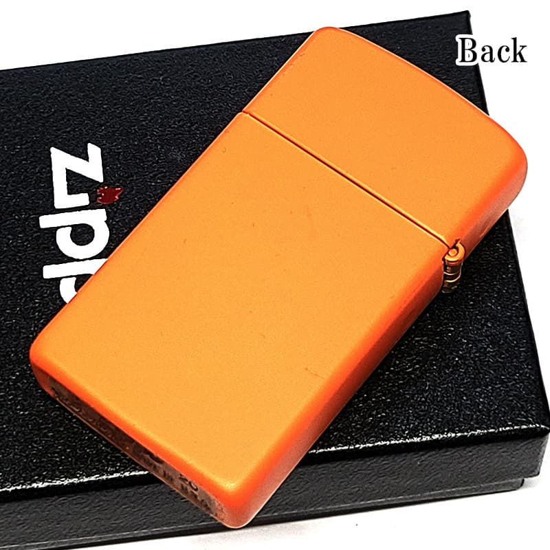 ZIPPO ライター スリム型 ジッポーロゴ マットオレンジ おしゃれ 艶消し 可愛い ギフト シンプル メンズ レディース プレゼント