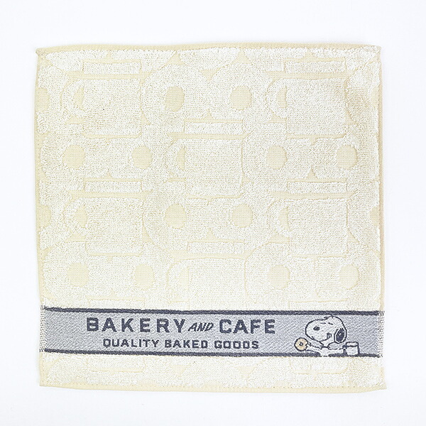 スヌーピー ミニタオル BAKERY＆CAFE グレー ハンカチ SNOOPY