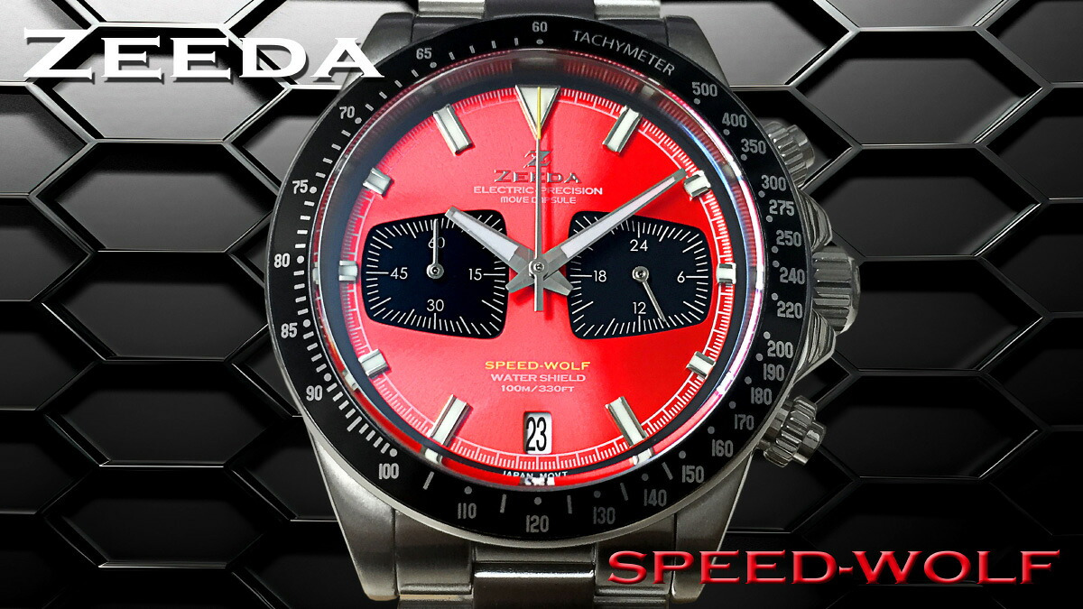 ジーダ ZEEDA スピードウルフ SPEED-WOLF GT-RED 腕時計 メンズ メカニカルクォーツ クロノグラフ SPW-GRD
