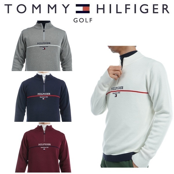 トミーヒルフィガー ゴルフ メンズ フロントロゴ ハーフジップ モックネックセーター TOMMY HILFIGER GOLF THMA472 秋冬モデル お誕生日祝い お祝い 記念品 お父さん 父の日 彼氏 男性 30代 40代 50代 60代  還暦祝い 敬老の日 人気プレゼント プレゼント