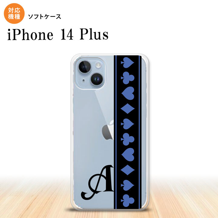 iPhone14 plsu iPhone14 plsu スマホケース 背面ケースソフトケース トランプ 帯 黒 青 +アルファベット 2022年 10月発売 nk-i14pl-tp525i