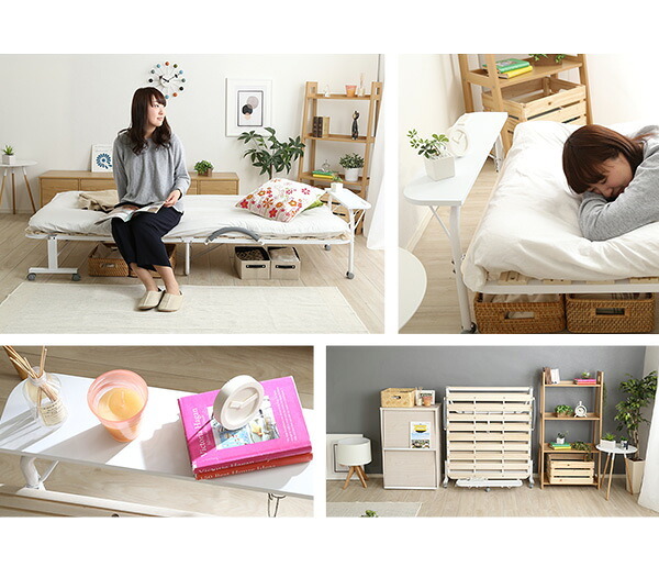 ベッド 寝具 すのこ 折りたたみ シングル 宮付き 棚付き コンセント付き 折りたたみすのこ コンパクト 北欧 代引不可 送料無料 宮コンセント付き折りたたみすのこ Arche-アルシュ-