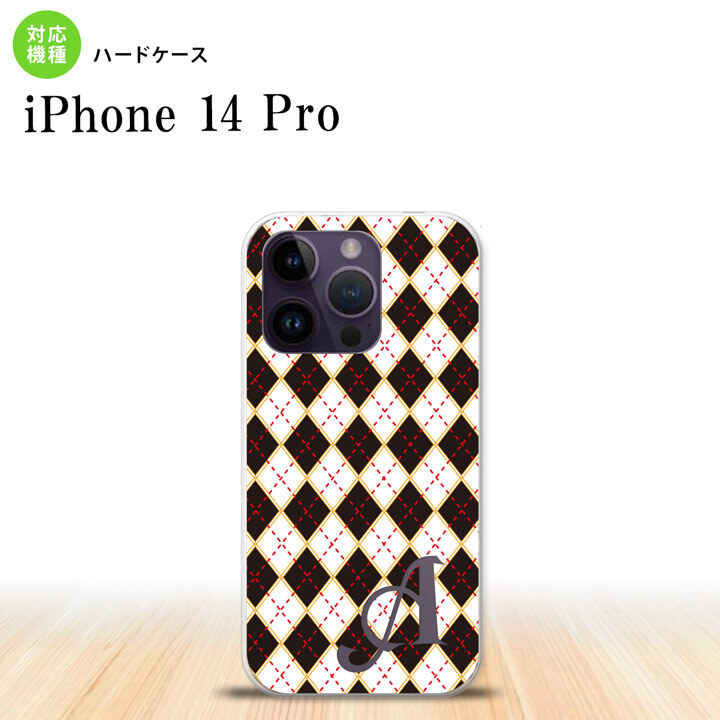 iPhone14 Pro iPhone14 Pro スマホケース 背面ケース ハードケース アーガイル 黒 赤 +アルファベット 2022年 9月発売 nk-i14p-1401i