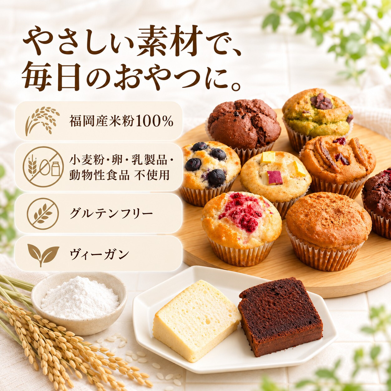 グルテンフリー ヴィーガンな米粉のお菓子10種類セット(NEW07-10)米粉マフィン シフォンケーキ ガトーショコラ ギフト