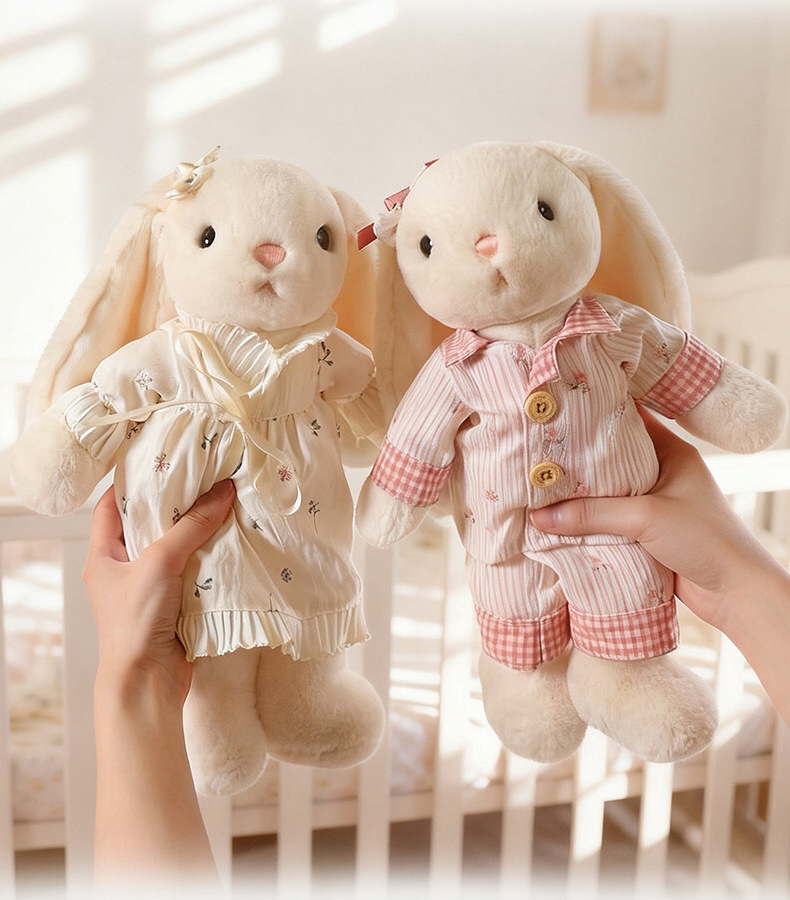 うさぎ ぬいぐるみ ロングイヤー 着せ替え風 ドレス パジャマ ふわふわ アニマル 人形 かわいい インテリア おもちゃ 子供 女の子 誕生日 プレゼント ギフト