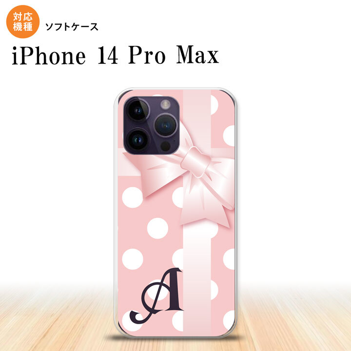 iPhone14 ProMax iPhone14 Pro Max スマホケース 背面ケースソフトケース ドット リボン ピンク +アルファベット 2022年 9月発売 nk-i14pm-tp303i