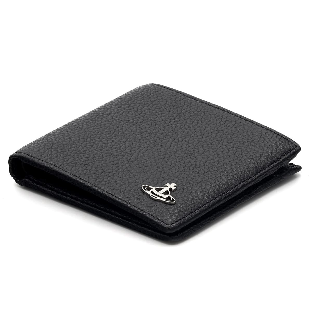 ヴィヴィアンウエストウッド 財布 メンズ 二つ折り財布 Vivienne Westwood 51120008 L001J LA N401 ブラック 黒 グレインレザー 本革 小銭入れなし コンパクト オーブ ロゴ 札入れ ギフト プレゼント