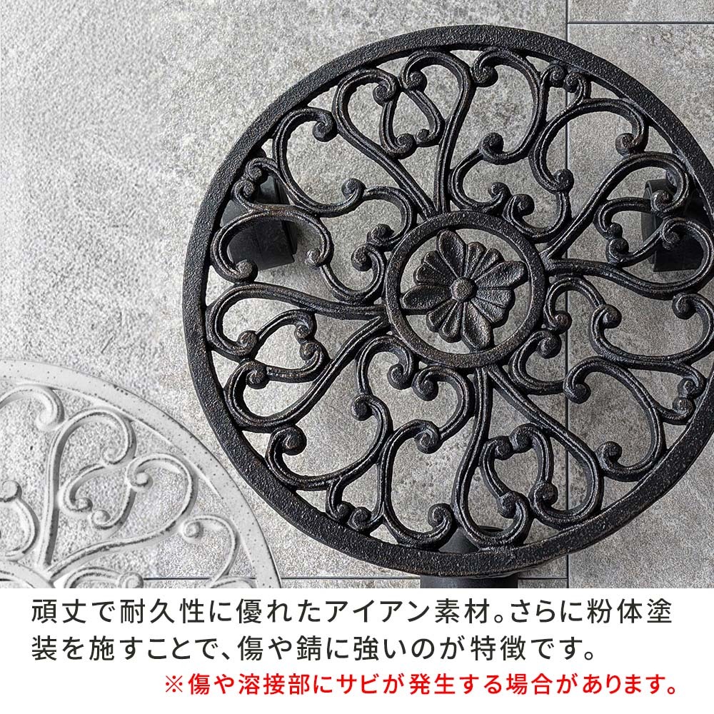 ガーデン エクステリア アイアン製プランタースタンド キャスター付 28cm「DECOR」(デコール) IF-N0036 花台 鉢置き 鉢 プランター フラワースタンド スタンド ボード 鉄製 スチール おしゃれ 新生活