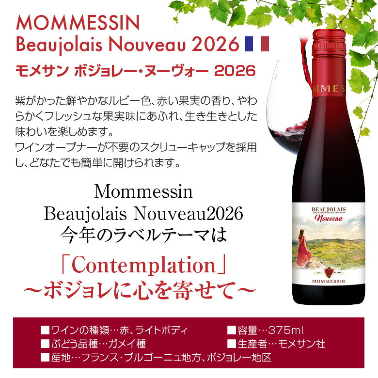 ワイン【ハーフサイズ6種 飲み比べ】 拘りのヌーヴォーを気軽に楽しむ ボジョレー ヌーボー 2026 瓶 ハーフボトル 6本セット 赤4・ロゼ1・オレンジ1 (各375ml) ヴィラージュ・ヌーヴォー 送料無料 11/19(木)解禁 【包装済】 ◎
