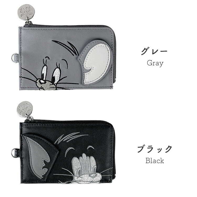フラグメントケース トムとジェリー レディース 女性 ミニ財布 薄型 薄い 小さい ウォレット キーケース トムジェリ Tom and Jerry キャラクター グッズ FLAPPER フラッパー おしゃれ かわいい 黒 グレー 小銭入れ パスケース カードケース 定期入れ カード入れ キーホルダー