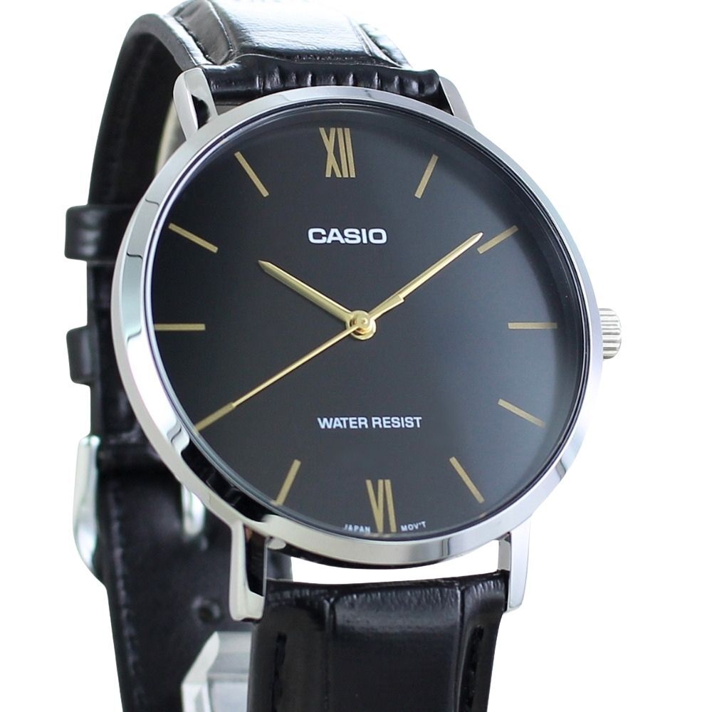 箱なし カシオ 腕時計 メンズ CASIO ブラック シルバー レザー 革ベルト 海外モデル 逆輸入 薄型 シンプル ビジネス 仕事 就職祝い 誕生日 父の日 プレゼント ギフト 成人 卒業 入学