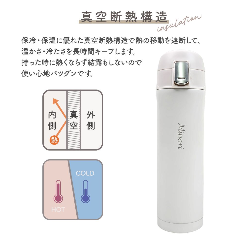 水筒 マグボトル 450ml ワンタッチ 水筒 ステンレスボトル マグボトル マイボトル ステンレス サーモ 真空断熱 保温 保冷 魔法瓶 洗いやすい スポーツ シンプル かっこいい 可愛い 直飲み 名入れ 名前入り 名前 ネーム 名入り 名入れ無料