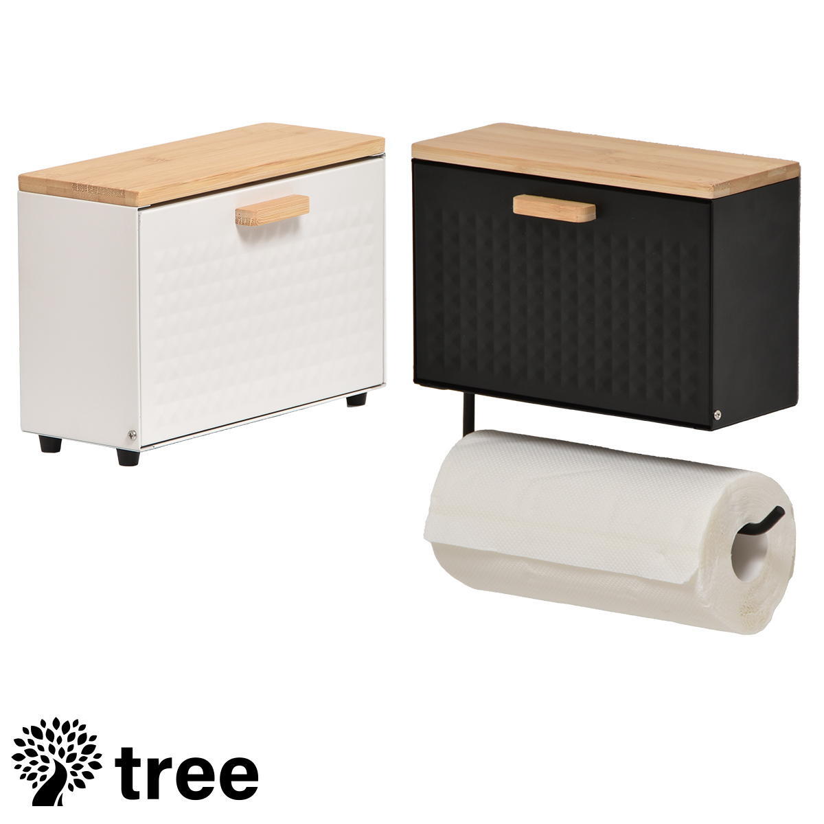 TREE マグネットマルチストッカー TRKS0245 マグネット収納 キッチンペーパーホルダー キッチン収納 シンプルスタイル モダン 角型 スチール 幅27.5cm 奥行11.5cm 高さ24.5cm 新生活