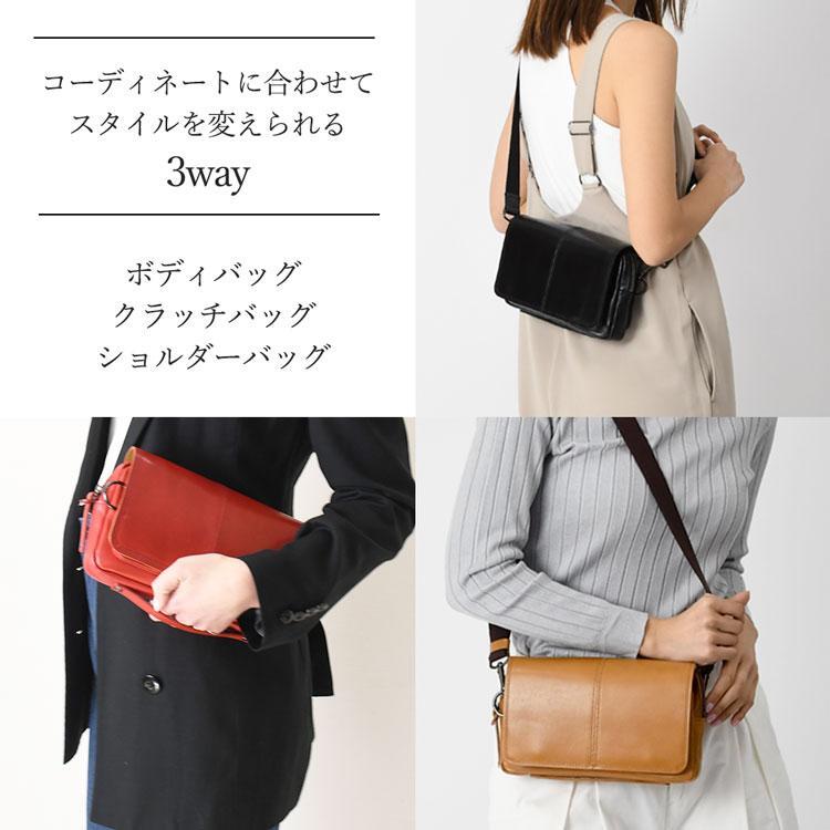 3way ショルダーバッグ 本革 クラッチバッグ ボディバッグ レザー バッグ 日本製 コンパクト ポーチ レディース