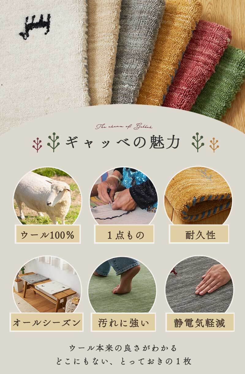 ラグ カーペット ギャベ ギャッベ ギャッペ マット 防炎 インド絨毯 ギャベマット 羊毛 ホワイト インドギャベ 絨毯 高級感 40×40cm 新生活
