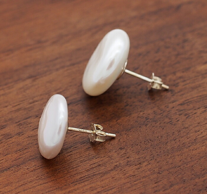 バロックパール ピアス 大粒 ボタン 淡水パール シルバー925 レディース フォーマル カジュアル 1個ずつバラ売り プレゼント