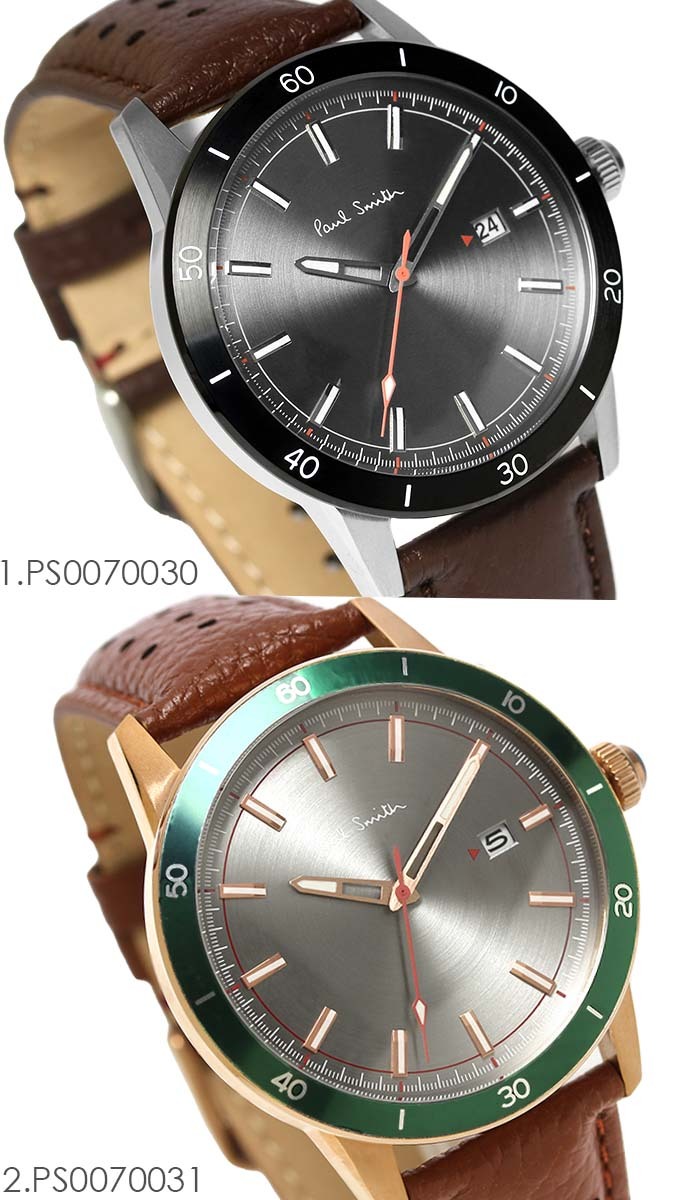 ポールスミス Paul Smith 腕時計 メンズ 革ベルト 43mm レザー クラシック ブランド 人気 ウォッチ ギフト プレゼント グリーン グレー シルバー ブラック ブラウン