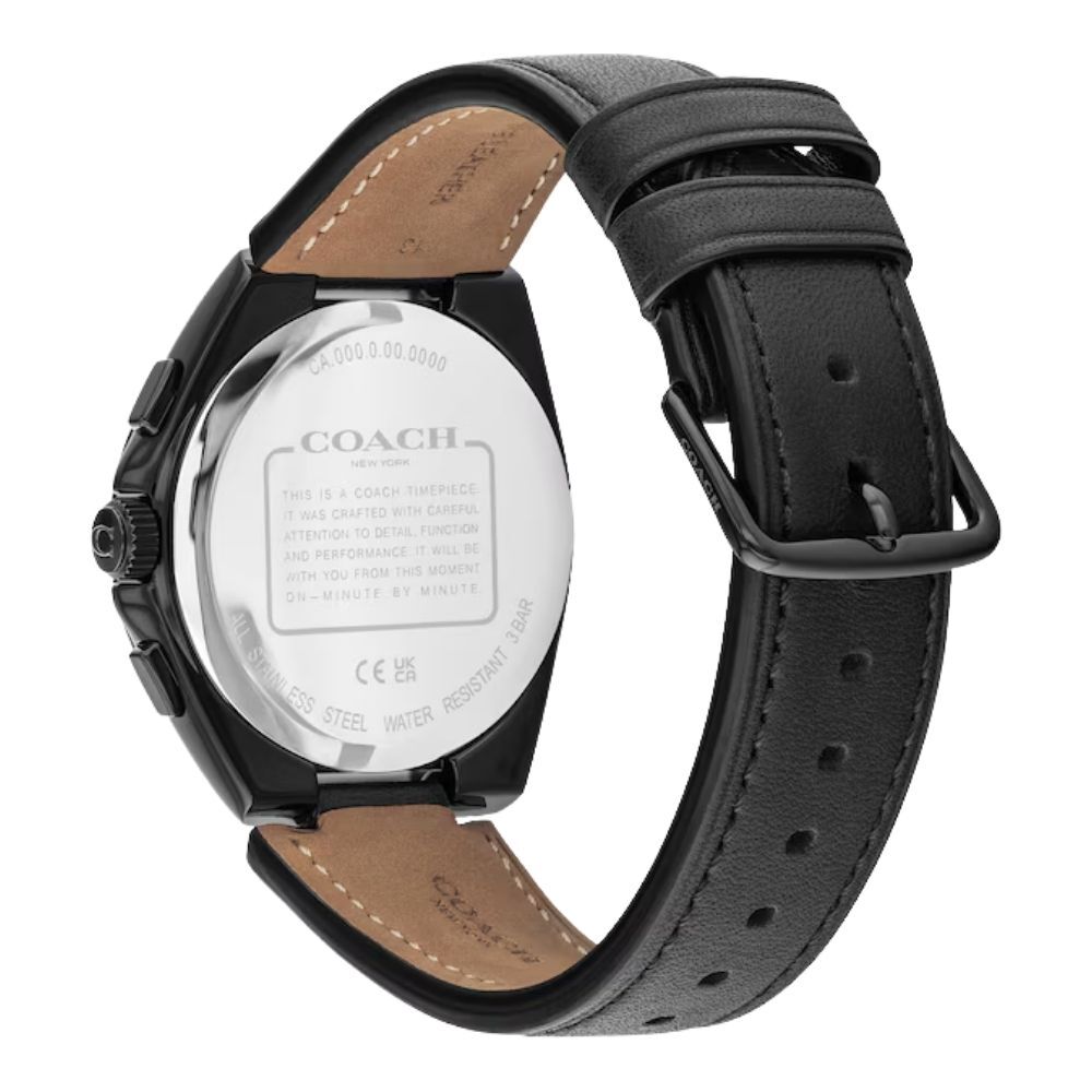 コーチ 腕時計 メンズ 正規品 5年保証 ジャクソン 42mm ブラック 黒 レザーベルト マルチファンクション 曜日 日付 24時間計 おしゃれ 男性 彼氏 夫 父 息子 誕生日 記念日 プレゼント ギフト 純正ショッパー付き COACH JACKSON 成人 卒業 入学