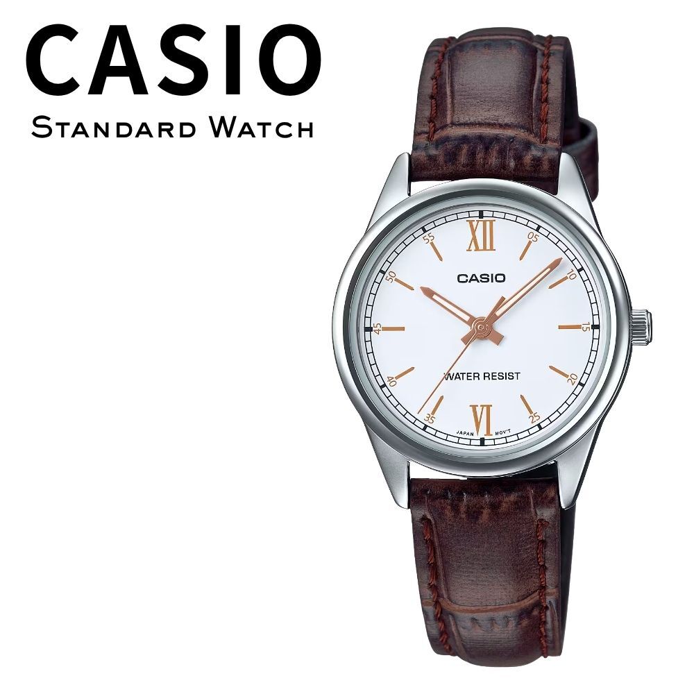 箱なし カシオ 腕時計 レディース ホワイト ブラウン レザーベルト アナログ 小さめ 軽量 シンプル クラシック CASIO 海外モデル 逆輸入 女性 プレゼント ギフト 成人 卒業 入学