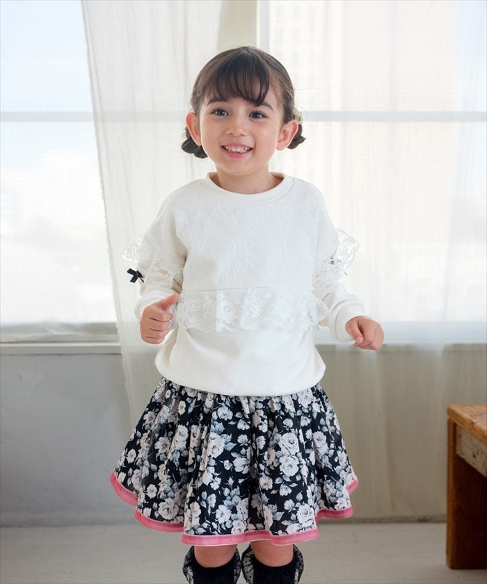 Rora 子供服 通販 キッズスカート チュチュスカート ピアノ発表会 結婚式フォーマル 卒園式入学式 フォーマル ウエストゴム フレアスカート ボリュームスカート チュールスカート アンティーク調 ガーリーレトロ ふんわり可愛い お出かけ着 小学生
