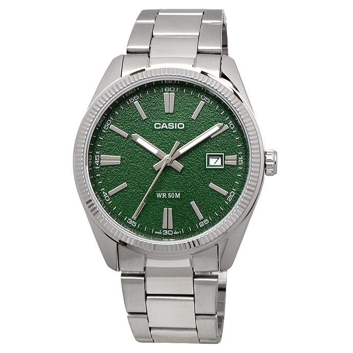 CASIO 腕時計 カシオ 時計 ウォッチ チープカシオ チプカシ アナログ クオーツ メタルバンド シルバー グリーンテクスチャードフィニッシュダイアル 海外モデル MTP-1302DA-3AV [並行輸入品]