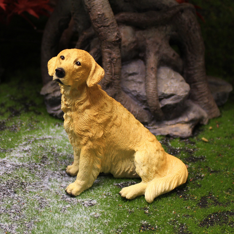 ゴールデンレトリバー 置物 子犬 リアル かわいい ミニチュア 犬 オブジェ 樹脂製 アニマル インテリア 雑貨 ガーデン 卓上 玄関 飾り デスク 車内 誕生日 プレゼント ギフト