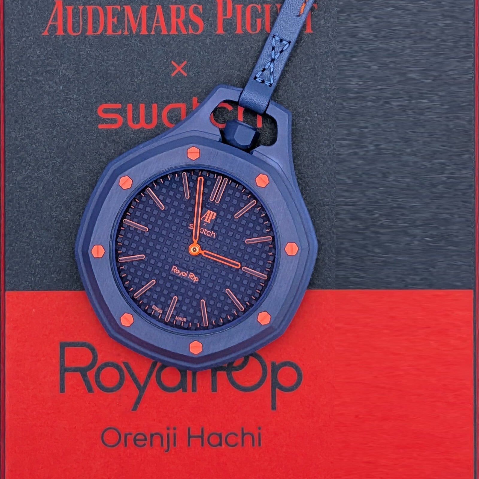 SWATCH × AUDEMARS PIGUET Royal Pop ORENJI HACHI SSX03L103N ポケットウォッチ 手巻き 機械式 BIOCERAMIC 時計 ギフト オーデマピゲ スウォッチ 腕時計