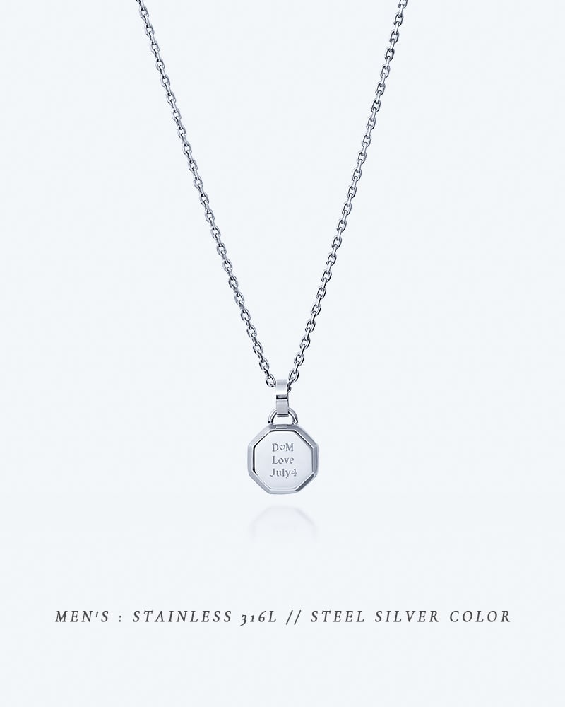 ネックレス メンズ 刻印 大人 ブランド シンプル ステンレス つけっぱなし 金属アレルギー対応 オクタゴン 八角形 プレート 金アレ サージカルステンレス シルバーカラー クリスマス 誕生日 記念日 父の日 プレゼント テラグラティア Terra-gratia【lstn038st】単品