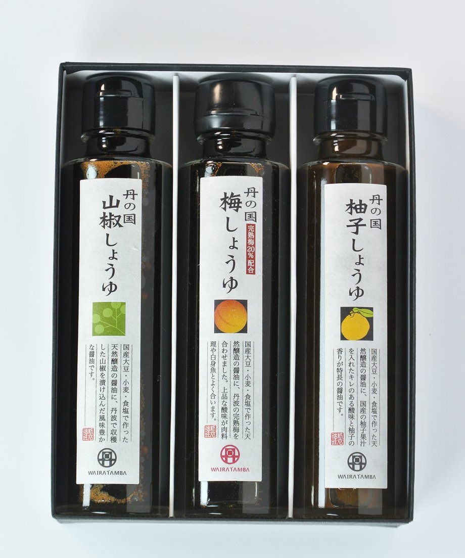 丹の国しょうゆ三種セット(山椒・梅・柚子) 150ml×3本 醤油 詰め合わせ ギフト プレゼント