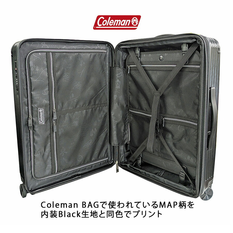 Coleman ストッパー付拡張ZIPキャリーM 60-69L キャリーケース スーツケース 大容量 出張 旅行 使いやすい レディース メンズ ギフト プレゼント ブラック 60015