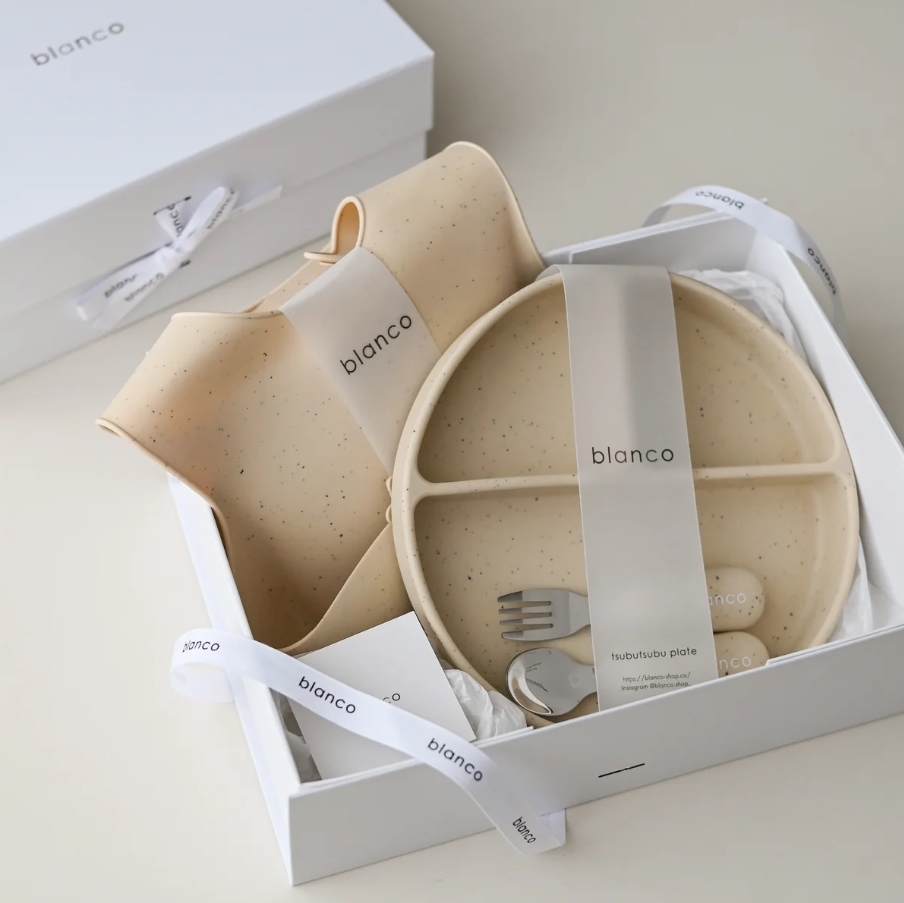 blanco perfect meal set ギフトセット blancoボックス付 出産祝い ベビー食器とお食事エプロン カトラリー