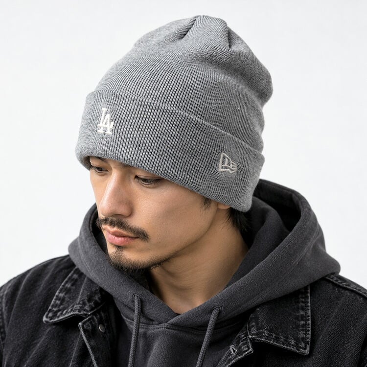 ニット帽 NEW ERA ニューエラ メンズ レディース ベーシックカフニット ミニロゴ NY LA ヤンキース ドジャース ニットキャップ ビーニー 帽子 折り返し ロゴ刺繍 ワンポイント シンプル ブラック グレー 男女兼用 ワンサイズ 秋冬 防寒 カジュアル ストリート 通勤 おしゃれ