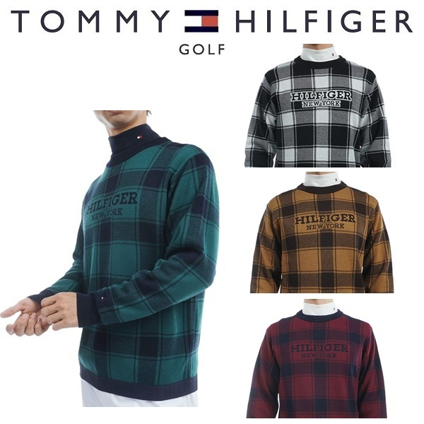 トミーヒルフィガー ゴルフ メンズ バッファローチェックジャカード クルーネックセーター TOMMY HILFIGER GOLF THMA478 秋冬モデル お誕生日祝い お祝い 記念品 お父さん 父の日 彼氏 男性 30代 40代 50代 60代  還暦祝い 敬老の日 人気プレゼント プレゼント