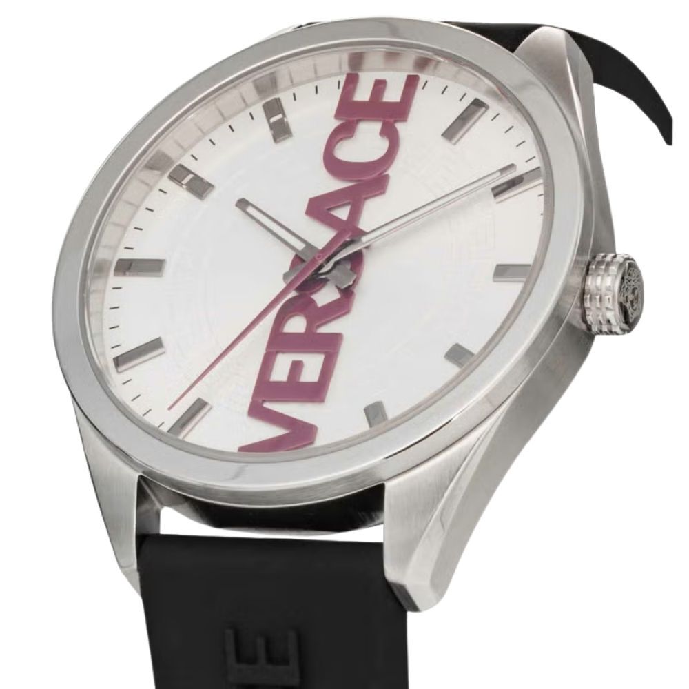 ヴェルサーチェ 腕時計 メンズ ホワイト シルバー ブラック 42mm VERSACE V-VERTICAL シリコンベルト スイス製 メンズ腕時計 軽量 ブランド おしゃれ プレゼント ギフト 卒業 入学 お祝い