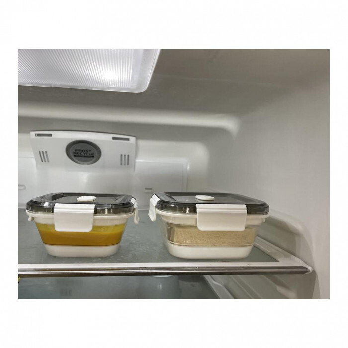 Felio たためるシリコン保存容器 角型 500ml F21691 弁当箱 ランチボックス 折りたたみ コンパクト 保存容器 シリコン製 おしゃれ シンプル キッチン用品 密閉 漏れにくい